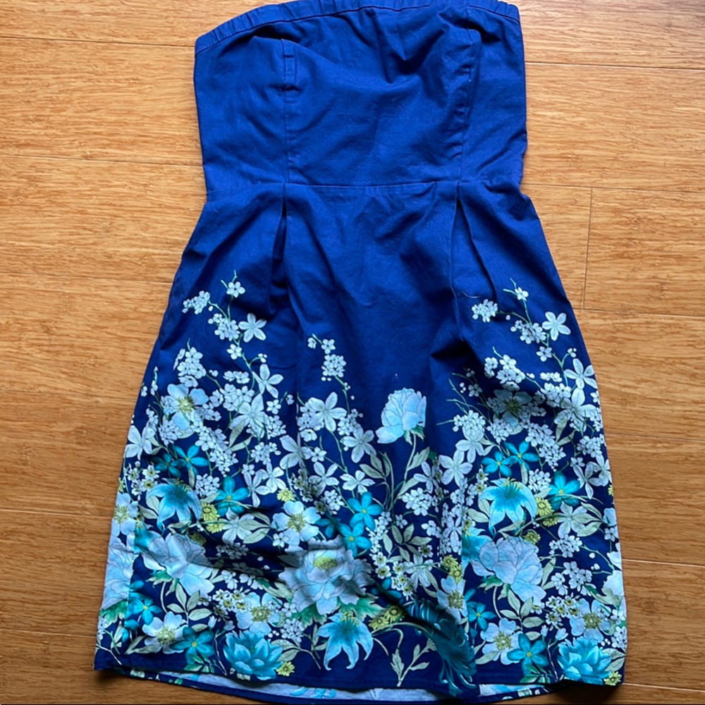 Old Navy Strapless Blue Floral Dress